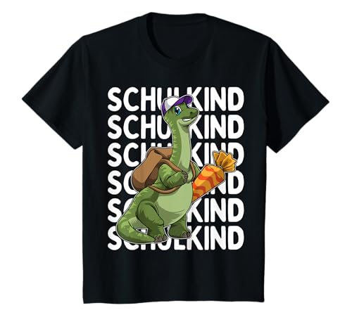 Schule 2025 Dino Schulkind Dinosaurier mit Schultüte T-Shirt