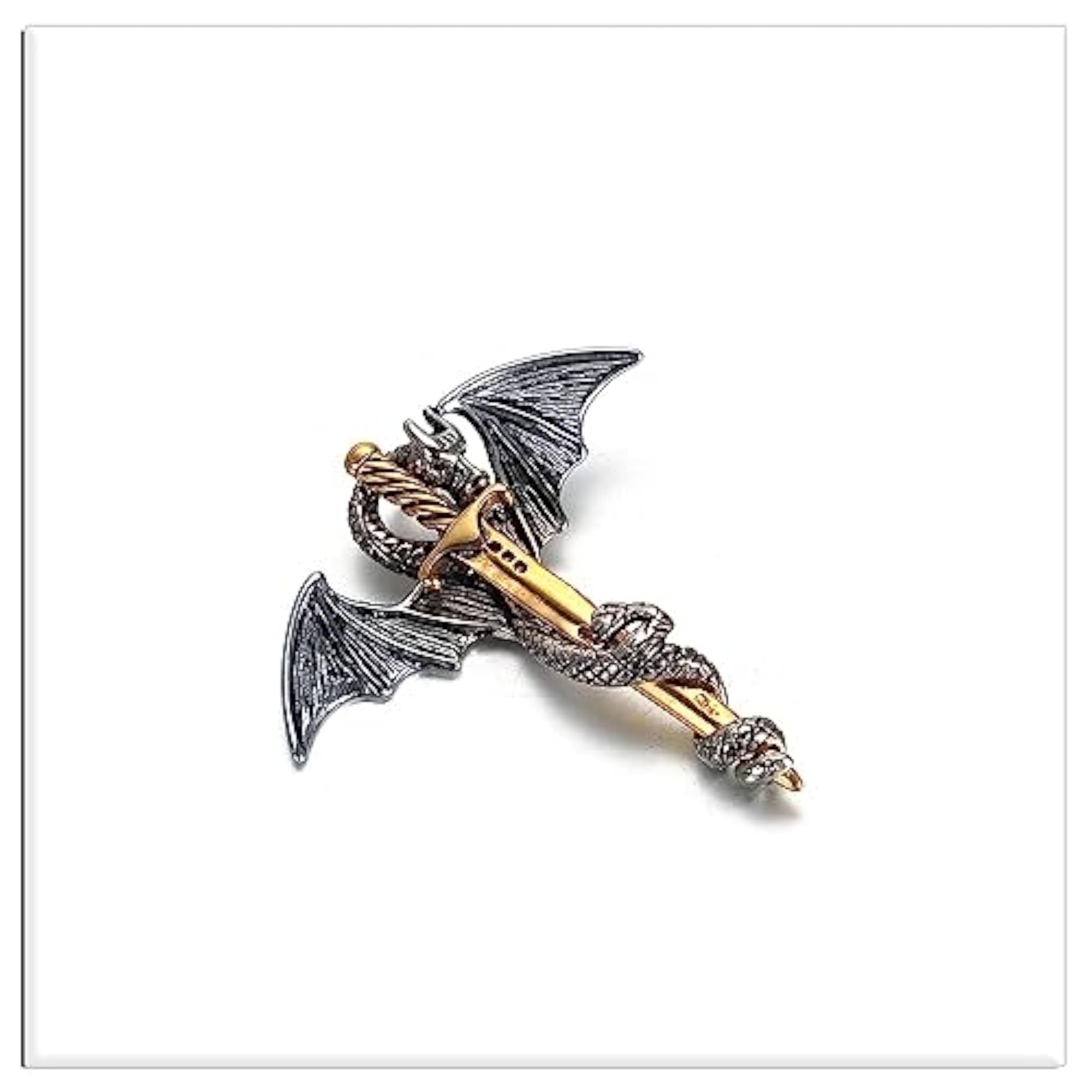Men's Punk Stainless Steel Dragon Sword Wing Pendant Necklace