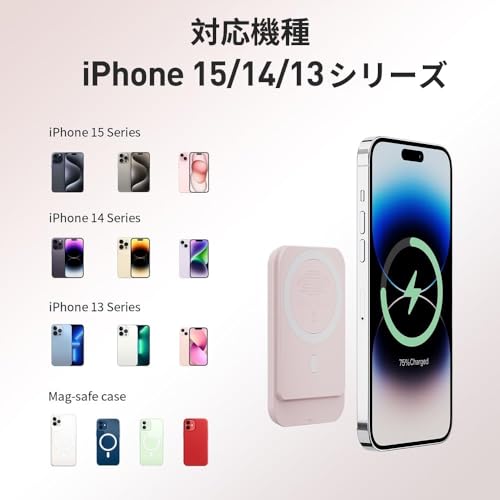 iWALK 超薄型 モバイルバッテリー MagSafe対応 マグネット式ワイヤレス充電器 5000mAh MXB008 の商品画像 6