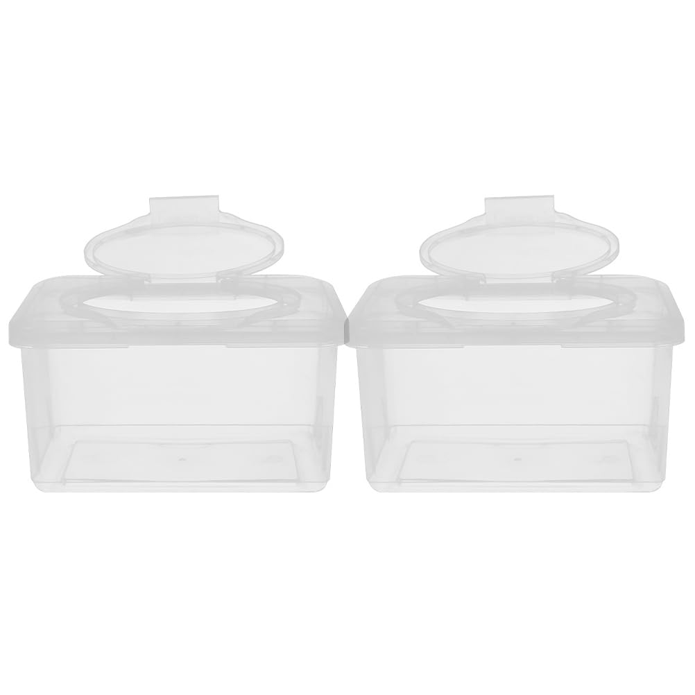 Alipis Wipe Box Dispenser Refillable Baby Wipes Container with Lid One-Hand Use Wipe Holder for Nursery Bathroom Home 2 Boxes