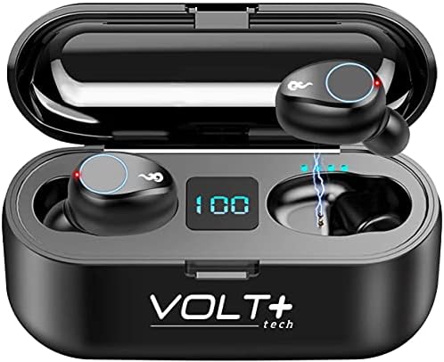 VOLT PLUS TECH Wireless Bluetooth Earbuds for Samsung Galaxy S6 to S23 /Galaxy A/Note/Z Flip & Fold/Motorola Moto G & E/Moto Edge & Razr/Tablets/Noise Cancelling, Mic & IPX7 Waterproof, 2000mAh Case
