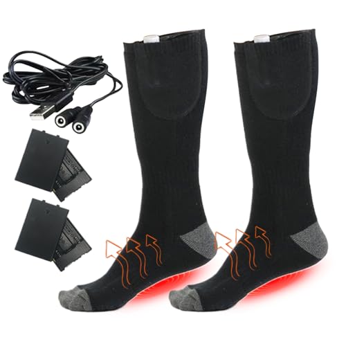 GTFYUDGH Calcetines Calefactables para Hombre | Calcetines Calefactados con Batería Recargable | Calentadores de Pies Lavables para Ciclismo Esquí Actividades Exteriores Oficina Adultos Hombre
