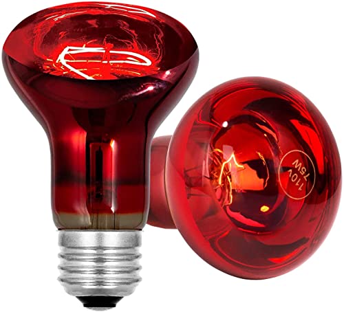 Reptile Heat Lamp Basking Spot Bulb: 2 Pack 75W Reptile Heat Bulbs, Red Heat Lamp Bulbs for Reptiles & Bearded Dragon Amphibian, Chicks, Dog