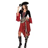 kostüm kapitän blaubär Perfektes Fancy-Kleidsatz. Weibliche Piraten Kapitän-Kostüm Halloween-Rolle spielt Cosplay-Anzug (Color : A, Größe : L)