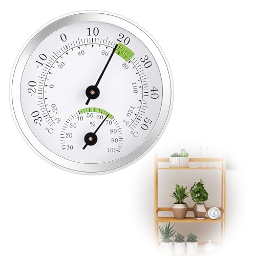wilcractk Thermometer Hygrometer Analog Mini Innen Thermo Luftfeuchtigkeitsmesser 5.8cm Silbergrün Präzises Messgerät zur Temperatur- & Feuchtigkeitsmessung für Zuhause Büro und Werkstatt
