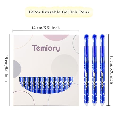 Temiary 12 Pcs Bolígrafos de Gel Borrables Punta 0.7 mm Azul miniatura 2