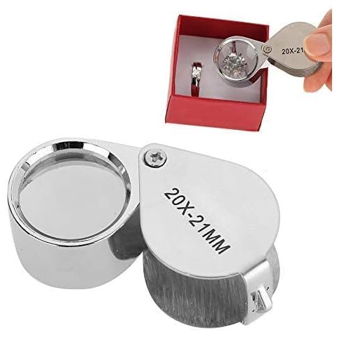 Jewelry Magnifier, 30X / 20X Portable Microscope Magnifying Glasses Jewellers Lens Glass Folding Pocket Loupe for Jewelry Gems Checking Reading Stamps Coins Watches Hobbies Antiques Models Photos(20X) Cover