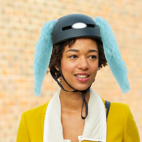 Orejas de casco de peluche azul accesorio divertido para paseos en bicicleta 6
