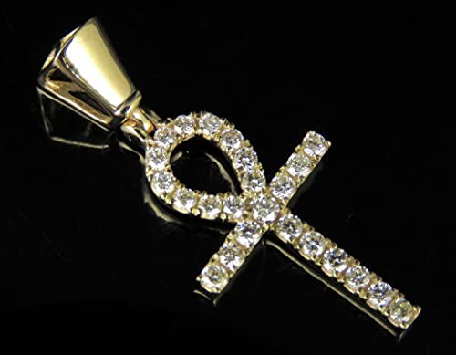 Animas Jewels 1/2 Ct Round Cut D/Vvs1 Diamond Ankh Cross Christmas Pendant Necklace 14K Yellow Gold Over 925 Sterling Silver 18" Chain #TOP4