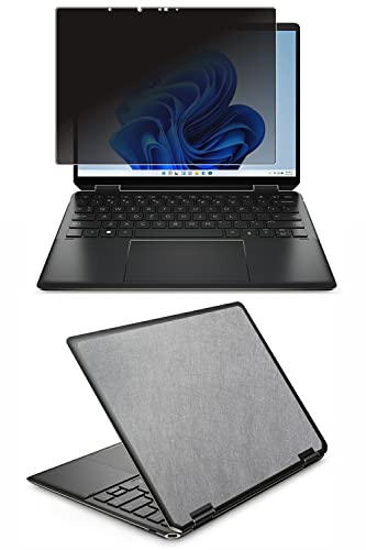 2点セット【画面+天板】ClearView HP Spectre x360 14-ef 14-ef0000 / 14-ef2000 2022/23年モデル対応 覗き見防止 (上下左右4方向) +スキンシール 保護 フィルム 傷防止 日本製 [シルバー/ラン