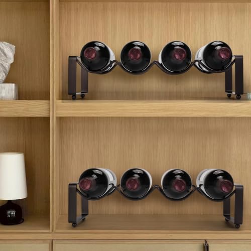 كاربريفير رف مشروبات قابل للتكديس، 12 زجاجة من 3 طبقات، رف تخزين النبيذ، حامل زجاجة نبيذ معدني قائم بذاته للخزانة