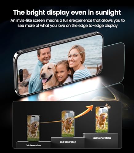 Image of EZ-GLAZ-4 Pack for iPhone 14 Pro Screen Protector[6.1 inch] 9H+ Hardness 12FT Military Grade Shatterproof Long Durable Tempered Glass Film with Flawless Fit Box, HD Clear, Scratch Resistant