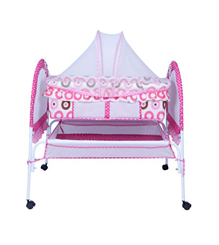 Image of Baby Multipurpose Cradle with Mosquito and Insect Protection Net (Pink)