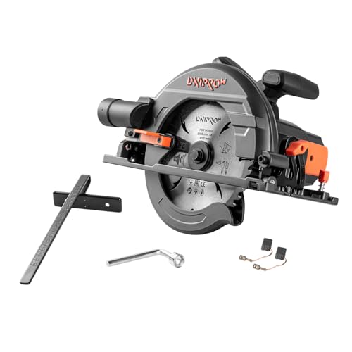 Sierra Circular Dnipro-M CS-185LX 1400W, Motor de Alta Potencia, Corte a 62mm (90°) / 45mm (45°), Disco de 185mm, Adaptador para Aspiradora, Protección contra Encendido Accidental, 3m Cable
