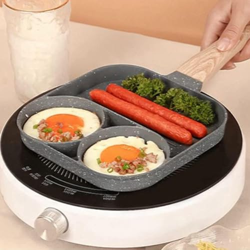 Frigideira Antiaderente 3 Em 1 Panela 3 Partes Ovos Hamburguer Panqueca Omelete Bacon Carne Resisten