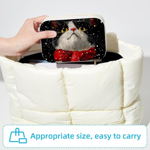 Boîte à bijoux chat de Noël portable pour bagues et colliers