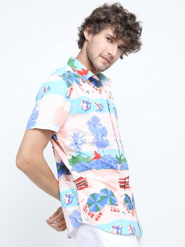 Image of Highlander Men's Slim Fit Shirts | Printed | Half Sleeves | Spread Collar | Casual Shirts | Stylish Shirt