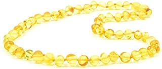AmberJewelry Baltic Amber Necklaces for Adults - 18-21.6 inches Made from Authentic Baltic Amber Beads - Lemon Color (21.6 inch)