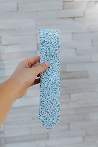 Image of DAZI Men's Skinny Tie Floral Print Cotton Necktie, Great for Weddings, Groom, Groomsmen, Missions, Dances, Gifts.
