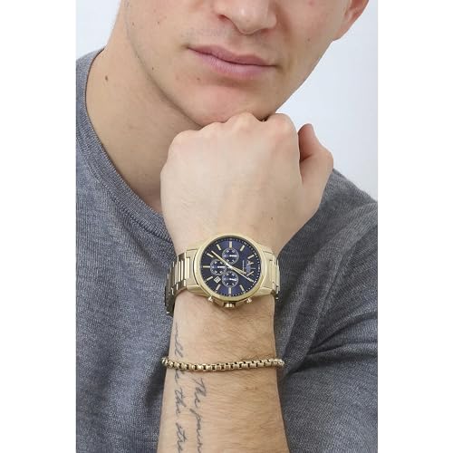 Armani Exchange Goldfarbene Herrenuhr, Quarz-Chronographenwerk und 44mm Gehäusegröße mit Edelstahlarmband – Ansicht 2