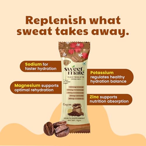 Image of Sugar Free Coffee Electrolyte Drink Mix Sweetened With Stevia -5g (20 Sachet) No Preservatives and Chemicals | Offers 10x more Electrolyte | Keto Friendly Vegan