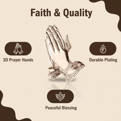 Image of Serenity Prayer Brooch Pins Gold Praying Hands Vintage Lapel Badge Brooches for Women Fashion Jewelry Clothing Decoration Accessories