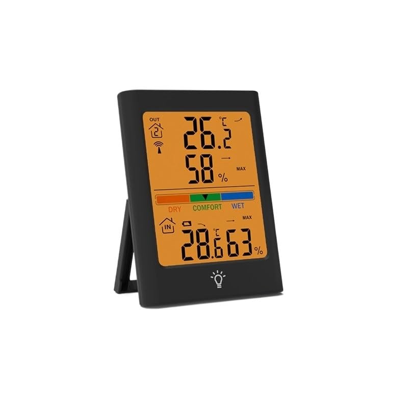 Indoor Outdoor Temperature Humidity Gauges with Backlit Large Screen Can Be Hung