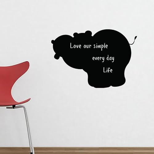 Lavagna in ardesia - Adesivi da parete adesivi cancellabili - Silhouette Ippopotamo - H75 x L110 cm