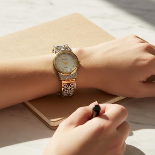 Montre montre bracelet quartz japonais femme boîtier 28 mm bicolore idée cadeau idéal