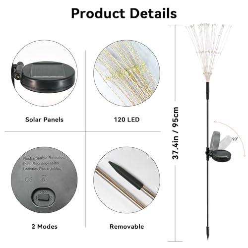2-Pack Slyuexu 120 LED Solar Firework Fairy Lights Garden Decor (Warm White) $8.99 ($4.49 each) - image 6