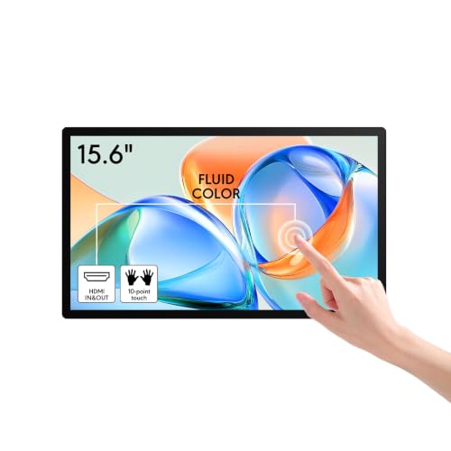 Image of 15.6 Inch Capacitive Touchscreen Industrial Monitor, HDMI /VGA /USB Ports, VESA Mount, Embedded Design for Industrial Control, Advertising, POS, Kiosk & Mirroring