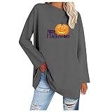 Damen Halloween T-Shirt - Streetwear Frühling Sommer Farbe Block Patchwork Pullover Oberteil mit Geister Print Lässiges Casual Tops Sweaters Poloshirt Basic Oberteile Casual Locker T-Shirt Top
