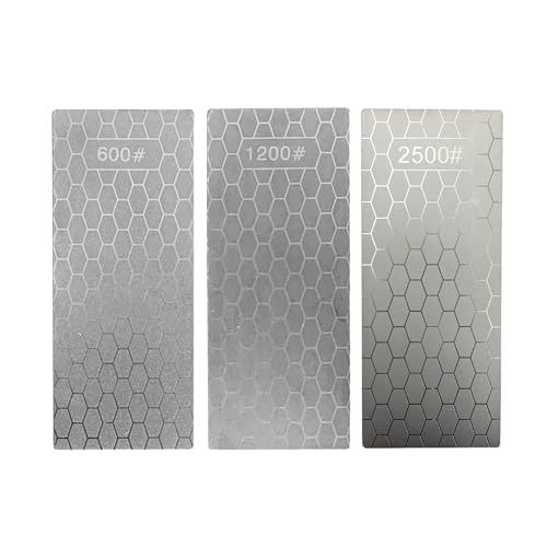 3 Pcs Diamond Plates for Sharpening,600# 1200# 2500# Fine Grit Diamond Sharpener for Various Kitchen Scissors Knives and Outdoor Tools