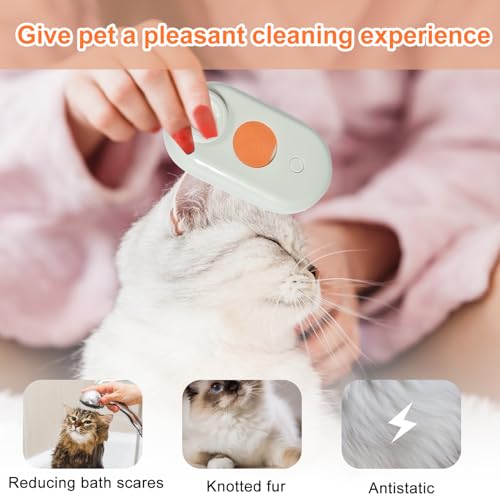 Image of Cat Steam Brush, 4-in-1 Steam Brush For Cats, Electric Misting & Massage Tool For Cat Shedding Control, Gentle Grooming Cleaner, All-in-1 Pet Care Solution(White)