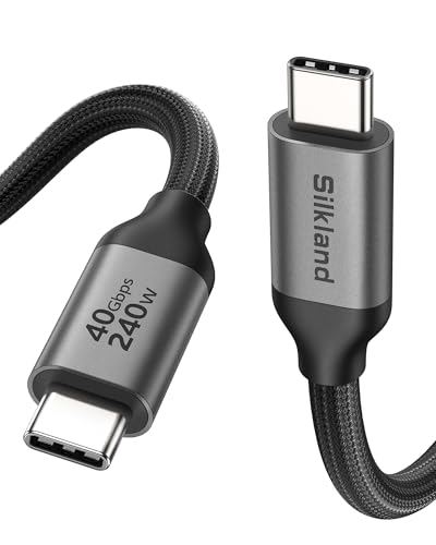 Silkland USB 4 for Thunderbolt 4 Cable 6.6FT/2M, 40Gbps Data Transfer, 8K/5K@60Hz, 4K@240Hz, 240W Charging, Braided USB C Video Cable Compatible with MacBook, iPhone 17/16, Monitor, SSD, iPad