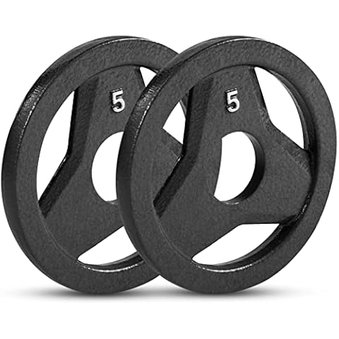 JFIT Cast Iron Olympic 2-Inch Grip Plate for Barbell, Set of 2 Plates, 5 LB Cover
