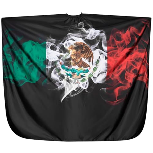 Capa profesional para corte de cabello con diseño de bandera mexicana