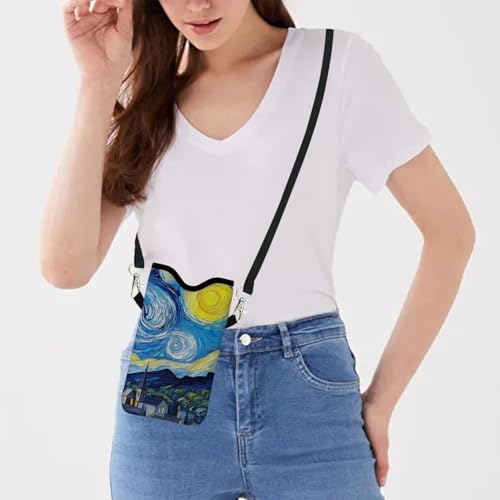 Image of Neoprene Cell Phone Sleeve Pouch Case Bag with Crossbody Strap Neck Lanyard for Women 7.1 X 3.9 in Sky