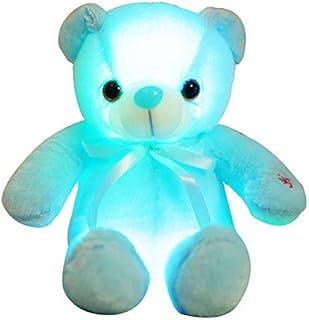 Yxian Plush Colorful Glowing Teddy Bear Plush Toy Sleeping Panda light-up Toy Plush Night light for children Birthday party Christmas halloween house decoration 19.69 in (Glowing teddy bear blue)