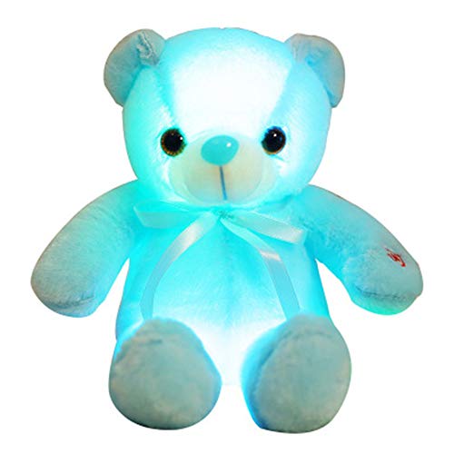 Yxian Bunt leuchtendes Teddybär-Stofftierspielzeug, kann das Spielzeugplüsch-Nachtlicht für Kinder 19,69 Zoll beleuchten (Blau) Cover
