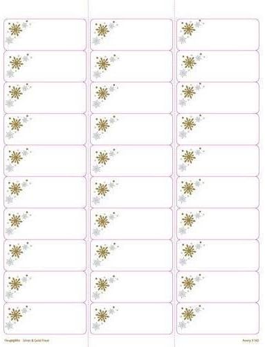 Silver and Gold Frost Christmas Mailing Labels, 1"x2.63", Gold and Silver Foil, 90/Pack