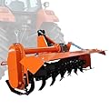 DOPERFE 53" Rotary Tiller Attachment for Category 1 Tractors, 3-Point Hitch, 540 RPM PTO Driven with Gearbox, 5" Deep Tillage, Replaceable L-Shaped Tines (53")