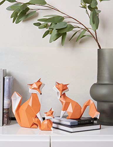 Haucoze Fox Figurine Statue Gifts Geometric Sculpture Decor Polyresin Animal Arts 8.0 Inch #TOP1