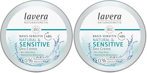lavera Crema desodorante a base sensible natural y sensible, con aloe vera orgánico y minerales naturales, protección fiable durante 48 horas, cosmética natural, vegana, orgánica (1 x 50 ml)