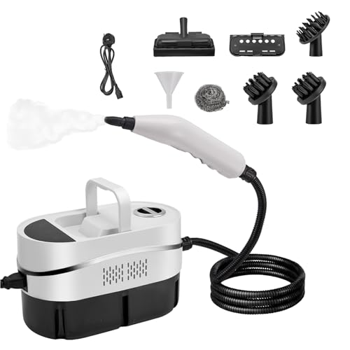 Nettoyeur Vapeur Portable 1200ML, 2500W Nettoyeur Vapeur Manuel avec 8 Accessoires, 4.5 Bar, Steam Cleaner pour Cuisine, Salle de Bain, Voiture, Sol, Canapé,...