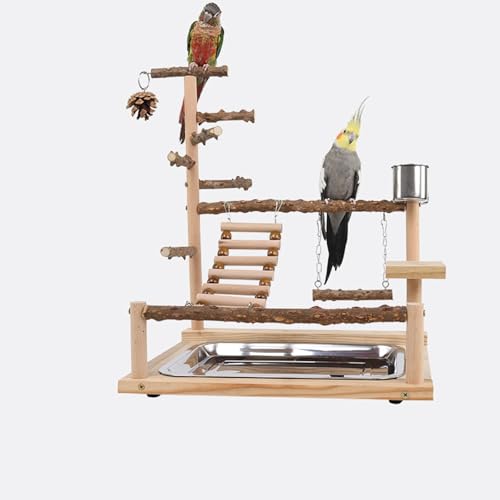 バードアスレチック 天然木製 インコおもちゃ スタンド オカメインコ おもちゃ バードトイ アスレチック 多機能 おしゃれ 中型 小型 ケージ スタンド ブランコ 食器 水器 ラダー ベル 組み合わせ バードアスレチック (A木材)