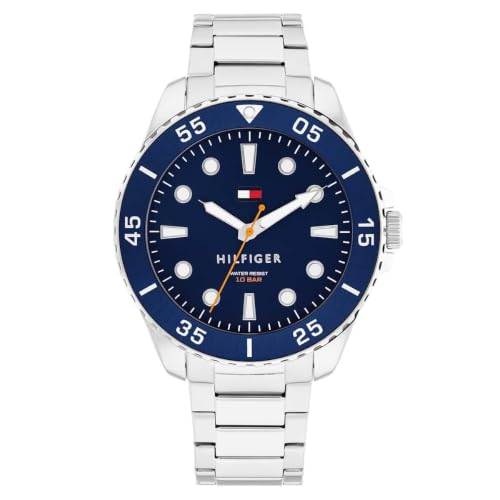 Image of Tommy Hilfiger Oceanic Quartz Analog with Blue Dial Silver Stainless Steel Strap Watch for Men - TH1792202