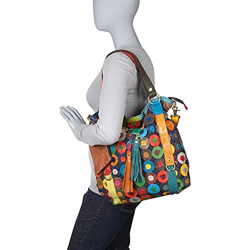 Multi-Colored Lloyd Leather Tote (#1730-9) #TOP4