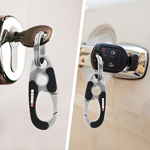 Tiesome Metal Car Keychain, Carabiner Clip Keyring Personalized Waistband Car Keychain For Unisex Double Ring Design(Black) #TOP2