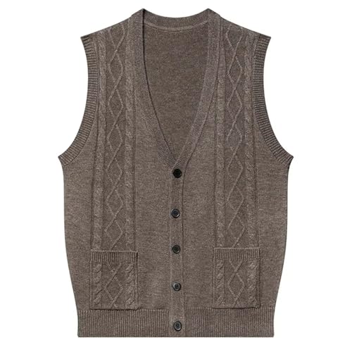 Dcvmvmn Men's Cashmere Vest Winter Large Size Sleeveless Sweater Cardigan Business Casual Knit Button Down Vest2